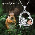 wholesale 925 Sterling Silver Heart-Shaped Squirrel and Cat Pendant Necklace - I Love You Forever Charm for Women & Girls' Gifts-0-5