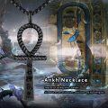 wholesale Black 925 Sterling Silver Ankh Necklace with Rope Design and Hieroglyphic Pendants - 24 Chain Length-0-5