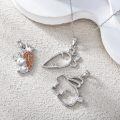 wholesale 925 Sterling Silver Rabbit And Carrot Pendant Necklace Wholesale With Orange Zircon-0-3