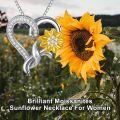 wholesale Gold-Plated 925 Sterling Silver Moissanite Sunflower Heart Pendant Necklace for Women-0-4