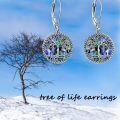wholesale 925 Sterling Silver Tree Of Life Earrings Wholesale With Rainbow Abalone Shell-0-23