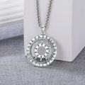 wholesale 925 Sterling Silver Compass Pendant Necklace  for Men - Norse Viking Jewelry with Rune Symbols and Sun Design-0-3