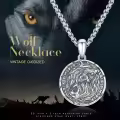 wholesale 925 Sterling Silver Personalized Photo Frame Round Wolf Head Charm Pendant Necklaces for Women Men  48cm Chain Length-0-4
