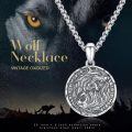 wholesale 925 Sterling Silver Personalized Photo Frame Round Wolf Head Charm Pendant Necklaces for Women Men  48cm Chain Length-0-4