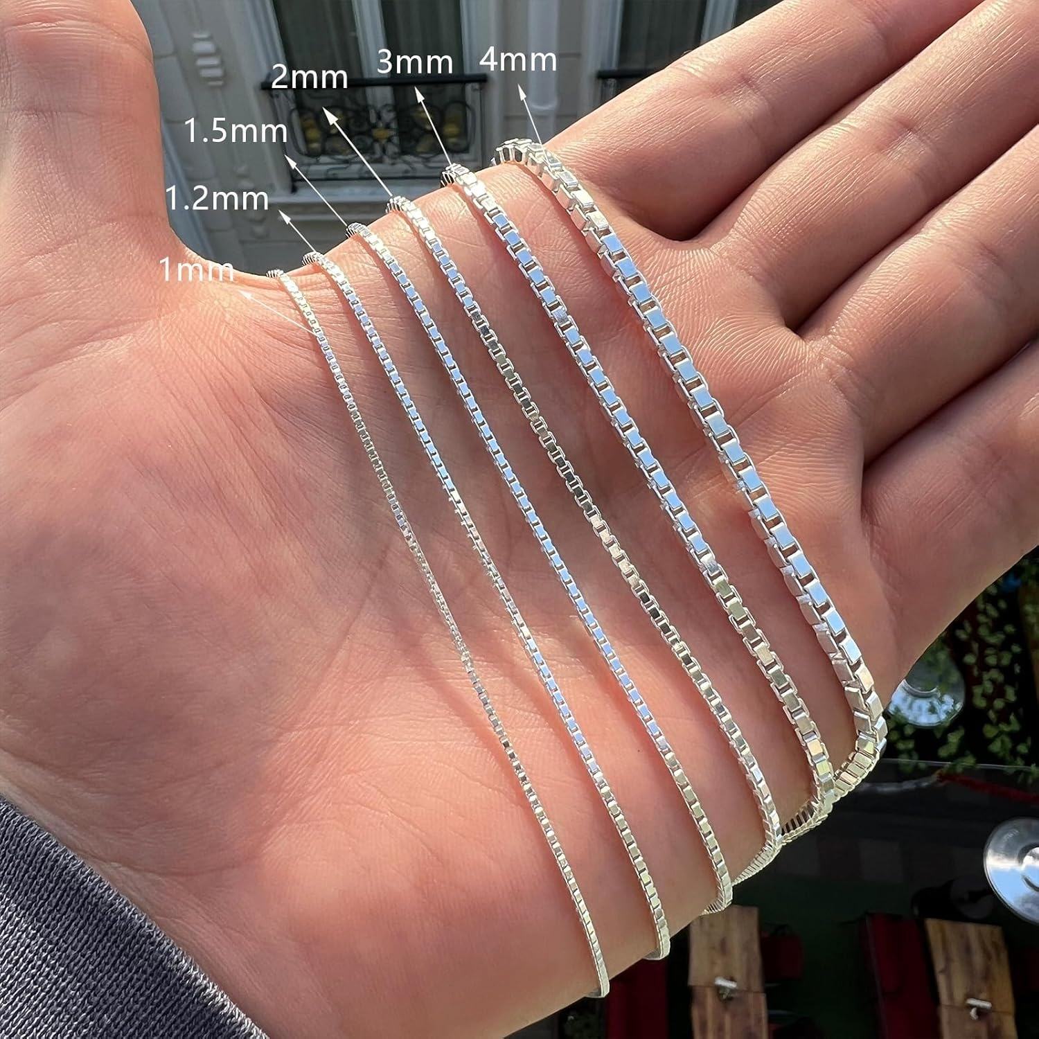 925 Sterling Silver Box Link Chain with Lobster Claw Clasp (1-4/7 mm) - Lengths from 18 to 26 inches-0-4