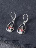 wholesale 925 Sterling Silver Teardrop Snowman Drop Earrings with Colorful Crystal Accents-0-3