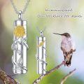 wholesale 925 Sterling Silver Sunflower and Hummingbird Cylinder Keepsake Urn Necklace with Chain - Memorial Jewelry for Ashes-0-3