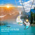 wholesale 925 Sterling Silver Yin Yang Landscape Necklace Set for Couples - Matching Pendants with Mountains and Trees Design-0-6