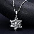 wholesale 925 Sterling Silver Star of David with Lion Head and Celtic Knot Design Men's Pendant Necklace-0-2