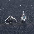 wholesale 925 Sterling Silver Sloth Heart Blue Opal Leverback Earrings for Women Girls Gifts-0-2