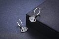 wholesale 925 Sterling Silver Evil Eye Hoop Earrings With Blue And Clear Cubic Zirconia-0-2