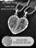 wholesale 925 Sterling Silver Saint Jude and Mary Protect Us Couples Necklace Set -0-4