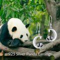 wholesale 925 Sterling Silver Panda Moon Star Dangle Earrings Gifts for Women-0-5