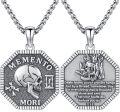 wholesale 925 Sterling Silver Gothic Skull Pendant Necklace  with MEMENTO MORI Inscription - 925 Sterling Silver Jewelry for Women and Men-0-0
