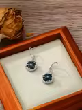 TOUPOP Sterling Silver Round Gemstone Filigree Bohemian Dangle Drop Earrings-0-3