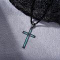 wholesale 925 Sterling Silver Turquoise Inlay Cross Pendant Necklace for Men & Women-0-2