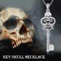 wholesale 925 Sterling Silver Skull Rose Key Pendant Necklace Gift for Women Girl-0-5