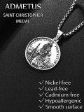 wholesale 925 Sterling Silver St Christopher Protectus Pendant Necklace for Men with 3+2 Extender Chain-0-4