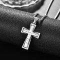 wholesale 925 Sterling Silver Cross Necklace with Philippians 4:13 Pendant and 22+2mm Rolo Chain -0-4