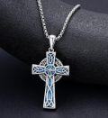 wholesale 925 Sterling Silver Blue Enamel Star of David Celtic Knot Cross Pendant Necklace-0-34