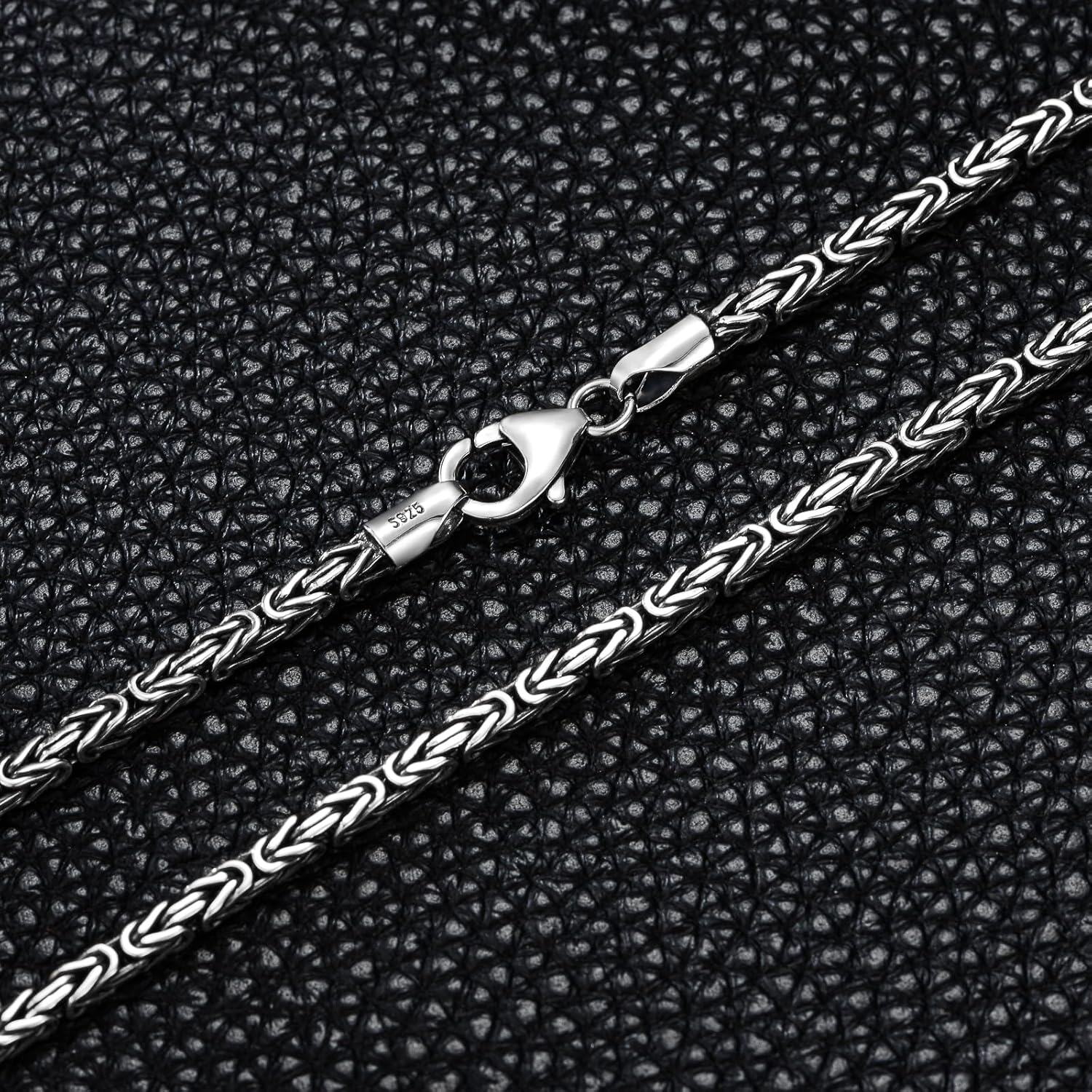 Sterling Silver Byzantine Chain Necklace for Men Women 2 5mm-0-1
