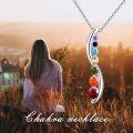 wholesale 925 Sterling Silver Rainbow Crystal Chakra Tree of Life Pendant Necklace for Women-0-5