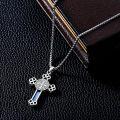 wholesale 925 Sterling Silver Cross Pendant with Abalone Shell and Religious Figures - Perfect Gift for Women & Men-0-2