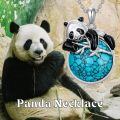 wholesale 925 Sterling Silver Panda Turquoise Pendant Necklace - Cute Animal s for Mom & Daughter Birthdays Xmas Mothers' Day-0-3