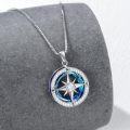 wholesale 925 Sterling Silver Blue Crystal Celtic Knot Compass Pendant Necklace-0-3