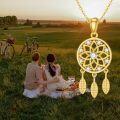 wholesale 14K Gold Stone Dainty Dreamcatcher Tree Of Life Pendant Necklaces For Women-0-5