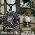wholesale Sterling Silver Gothic Skull Memento Mori Pendant Necklace 22+2 Inch Chain Stoicism Jewelry Gift for Men Women-0-8
