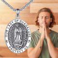 wholesale 925 Sterling Silver Our Lady of Guadalupe Medal Protection Pendant Necklace for Men & Women-0-4