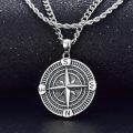 wholesale 925 Sterling Silver Compass Pendant for Men's  Chain Necklace 45cm Length -0-2