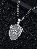 wholesale 925 Sterling Silver Archangel St Michael Protect Us Shield Pendant Necklace 925  for Men & Women-0-3