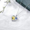 wholesale 925 Sterling Silver Two Tone Sunflower Mom Heart Necklace With Blue Butterfly-0-4