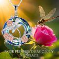 wholesale TOUPOP Hummingbird/dragonfly/butterfly/bee Necklace 925 Sterling Silver Rose Flower Insect Pendant Blue Circle Crystal Jewelry Christmas Gifts For Women -0-2