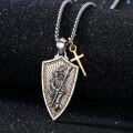 wholesale 925 Sterling Silver Saint Michael Shield Cross Pendant Necklace for Men Religious s-0-1