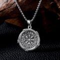 wholesale 925 Sterling Silver Dragon Vegvisir Shield Of Odin Viking Rune Pendant Necklace Wholesale For Men-0-1