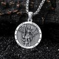 wholesale 925 Sterling Silver Saint Michael Protect Us Medal Pendant Necklace-0-2