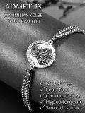 wholesale 925 Sterling Silver Saint Maximilian Kolbe Medal Charm Bracelet with Infinity Link Chain for Men Women (Adjustable)-0-4