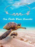 wholesale 925 Sterling Silver Blue Ocean Wave Turtle Shell Cross Charm Bracelet - Minimalist Boho Beach Style Adjustable Chain US6-US8-0-5