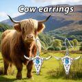 wholesale 925 Sterling Silver Turquoise Cow Skull Dangle Earrings for Women Gift Ideas-0-4