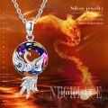 wholesale 925 Sterling Silver Rainbow Crystal Swan Pendant Necklace for Women and Girls Gifts-0-4