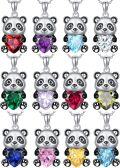 wholesale Metal Stone Panda Heart Pendant Necklace Women s Gift-0-4