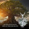 wholesale 925 Sterling Silver Moss Agate Tree of Life Necklace for Women - Hexagon/Oval/Heart/Coffin/Pear Shape Pendant - Best Gift for Birthday-0-4
