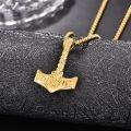 wholesale Sterling Silver Black Gold Viking Mjolnir Hammer Necklace-0-1