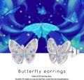 wholesale 925 Sterling Silver Multi-Color Crystal Butterfly Stud Earrings for Women and Girls-0-5