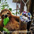 wholesale 925 Sterling Silver Rainbow Crystal Sloth Locket Necklace Gift for Her-0-7