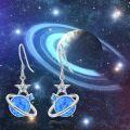 wholesale 925 Sterling Silver Blue Opal Planet & Star Drop Earrings Celestial Jewelry-0-3