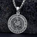 wholesale 925 Sterling Silver 925 Saint Francis Protect Us Medal Pendant Necklace for Men-0-2